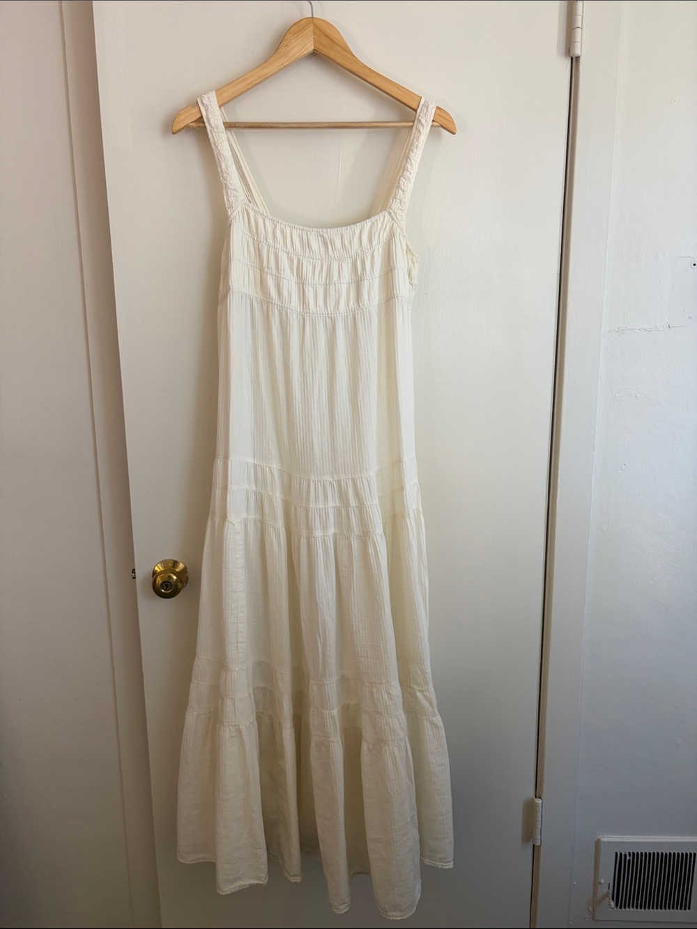 J. Crew Cream Tiered Maxi Dress